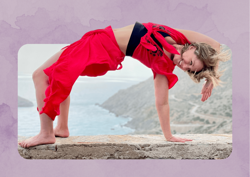 Emily Wishall in a somatic movement practice to improve body awareness and nervous system regulation.